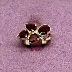 Vintage Sterling Silver Garnet Cluster Ring
